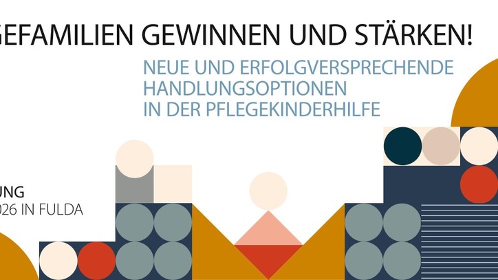 Titel der Tagung und Formen wie Kreise, Dreiecke, Vierecke