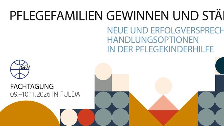 Titel der Tagung und Formen wie Kreise, Dreiecke, Vierecke