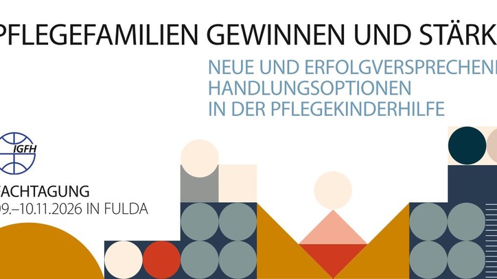 Titel der Tagung und Formen wie Kreise, Dreiecke, Vierecke