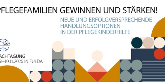 Titel der Tagung und Formen wie Kreise, Dreiecke, Vierecke