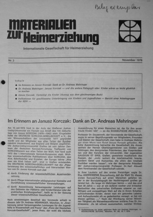 Erste Seite der Materialen zur Heimerziehung mit Text in Schwarz-Weiß
