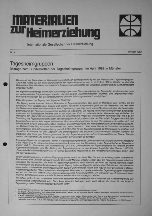Erste Seite der Materialen zur Heimerziehung mit Text in Schwarz-Weiß