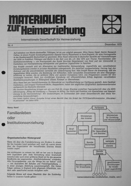Erste Seite der Materialen zur Heimerziehung mit Text in Schwarz-Weiß