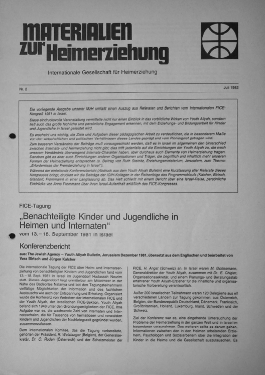 Erste Seite der Materialen zur Heimerziehung mit Text in Schwarz-Weiß